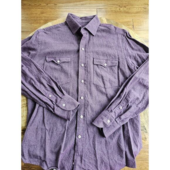 Ledbury Chambrey Fine Shirtmaker Men's Button Down Shirt Purple Size Medium - Picture 1 of 8